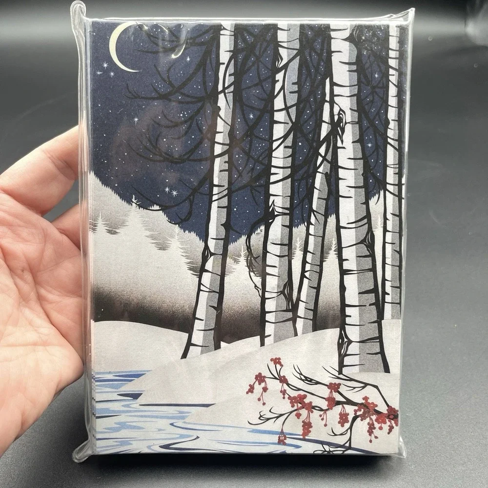 Aki Sogabe Artists To Watch Holiday Cards Birch Trees Moon Snow 12 Ct